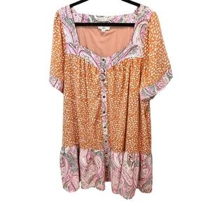 Entro Orange and Pink Paisley Mini Dress